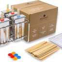 Ecozoi Stainless Steel Popsicle Molds and Rack - 6 Square Ice Pop Makers + 30 Reusable Bamboo Sticks + 12 Silicone Seals + 1 Cleaning Brush +1 Rack