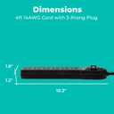 KMC 6-Outlet Surge Protector Power Strip 2-Pack, 900 Joules, 4-Foot Extension Cord, Overload Protection, Black