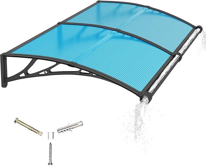 Window Awning for Door Entrance,24x32in Polycarbonate Cover Front Door Outdoor Patio Awning Canopy, UV, Rain & Snow Protection for Porch, Patio, Balconies(Transparent) 60x80cm