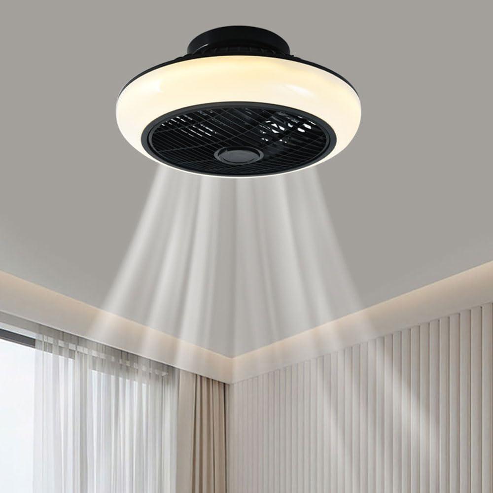 Modern Ceiling Fans Flush Mount Ceiling Fan Lights with Three Colors Remote Dimmable Ceiling Fan All-in-one Invisible for Study Living Room Bedroom and Restaurant