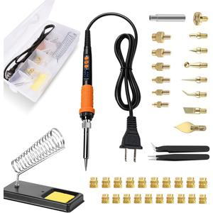 90W Digital Soldering Iron Heat Set Insert Tool with Extra Soldering Tips, Heat Set Insert Tips, and Threaded Inserts Heat Insert Brass Nuts