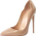 COLETER Women's Sexy Pointed Toe High Heels,4.72 inch/12cm Patent Leather Pumps, Wedding Dress Shoes, Cute Evening Stilettos (8.5, 02 Natural)