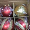 Wettarn Set of 8 Large Christmas Ball Ornaments 6 Inch Glitter Hanging Christmas Plastic Balls Indoor and Outdoor Hanging Christmas Tree Decorations for Lawn Yard Garden Party (Red and Gold)