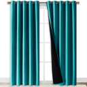 NICETOWN 100% Blackout Window Curtain Panels, Cold and Full Light Blocking Drapes with Black Liner for Nursery, 84" Drop Thermal Insulated Draperies (Peacock Teal, 2 Pieces, 70" Wide Each Panel)