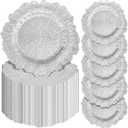 45Pcs Silver Charger Plates Round 13inch, Reef Plate Chargers for Dinner, Bulk Plastic Floral Table Charger Plates for Dinner Wedding Party Event Table Setting Decoration(Silver)