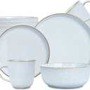 TAOCIGOU 16-Piece Ceramic Dinnerware Sets for 4, Plates and Bowls Sets Dishes Service Sets for Kitchen and Dining, White Dishes Set for 4 (White)