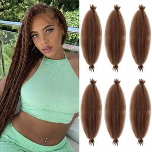Brown Afro Twist Hair 24 Inch 6 Packs Dark Brown Pre-Fluffed Springy Afro Twist Hair Afro Sping Twist Wrapping Hair for Soft Locs(24 Inch (Pack of 6), 30#)