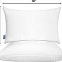 QUTOOL Cooling Pillow for Sleeping, CertiPUR-US Shredded Memory Foam Queen Pillows Set of 2, Cool Pillow for Hot Sleepers Adjustable Firm Pillow for Side, Back, Stomach Sleepers Soft Yet Support,White