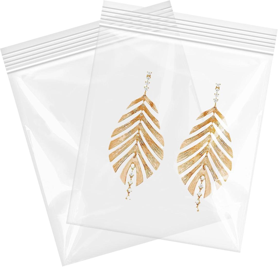 Small Plastic Zip Bags 3x5 Inches 100 Count, Clear Resealable Ziplock Poly Baggies with Lock Seal Zipper for Snacks Jewelry Coins Cards Party Favors Photo Small Business