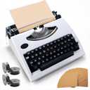Vintage Typewriter Manual Writing Machine, Restored Classic Typing Tool with 2 Ink Ribbons + 100 Kraft Sheets, Antique Decor for Home Office Desk, Study Room Display
