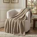 EVERGRACEHOME Chunky Chenille Knit Throw Blanket, Hearth Taupe, 50" x 60"