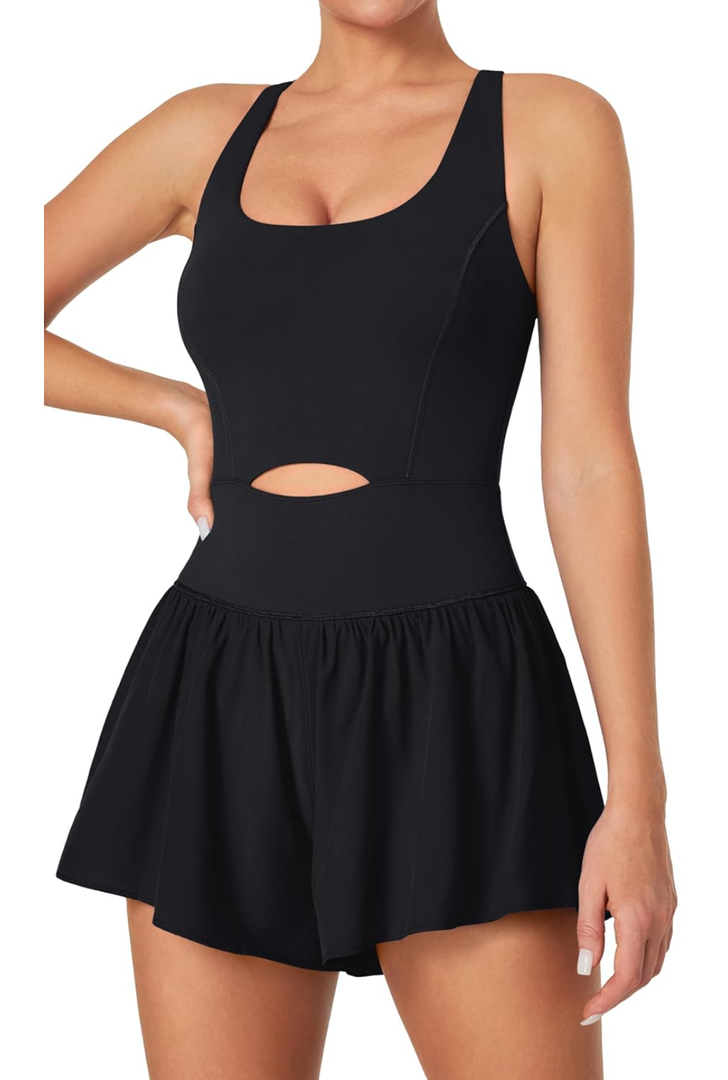 IUGA Workout Romper Tummy Control Padded Athletic Romper with Shorts Running Onesie Jumpsuits Summer Outfits Set Gym Clothes, XL