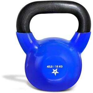 Yes4All Kettlebell, 40LB Vinyl Coated Cast Iron Strength Training Kettlebells for Home Gym Exercises, Fitness, Full Body Workout Equipment, Push Ups, and Grip Strength