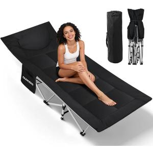 Camping cots for Adults,Cots for Sleeping,Cushion and Pillow, Camping Tent cot,High Weight Capacity, Compact Storage,with Carry Bag,Ideal for Outdoor Camping, Office use,Napping, Beach Trips