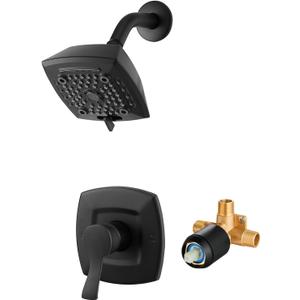 Black Shower Head And Faucet Set Complete With Valve Shower Fixtures With 6 Inch High Pressure Rain Shower Head Trim kit Regaderas Para bBao Modernas