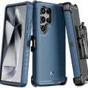 M MYBAT PRO Maverick Series for Samsung Galaxy S25 Ultra Case with Belt Clip Holster, 6.9 inch, Heavy Duty Military Grade Drop Protective Case w 360 Rotating Stand (No Screen Protector) Blue
