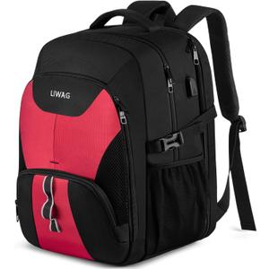 LIWAG Extra Large Laptop Backpack for Women,Womens Business Travel Backpack with USB Port,Anti Theft Water Resistant College Daypack Padded Computer Bag Fits 17.3Inch Laptop Notebook,Red