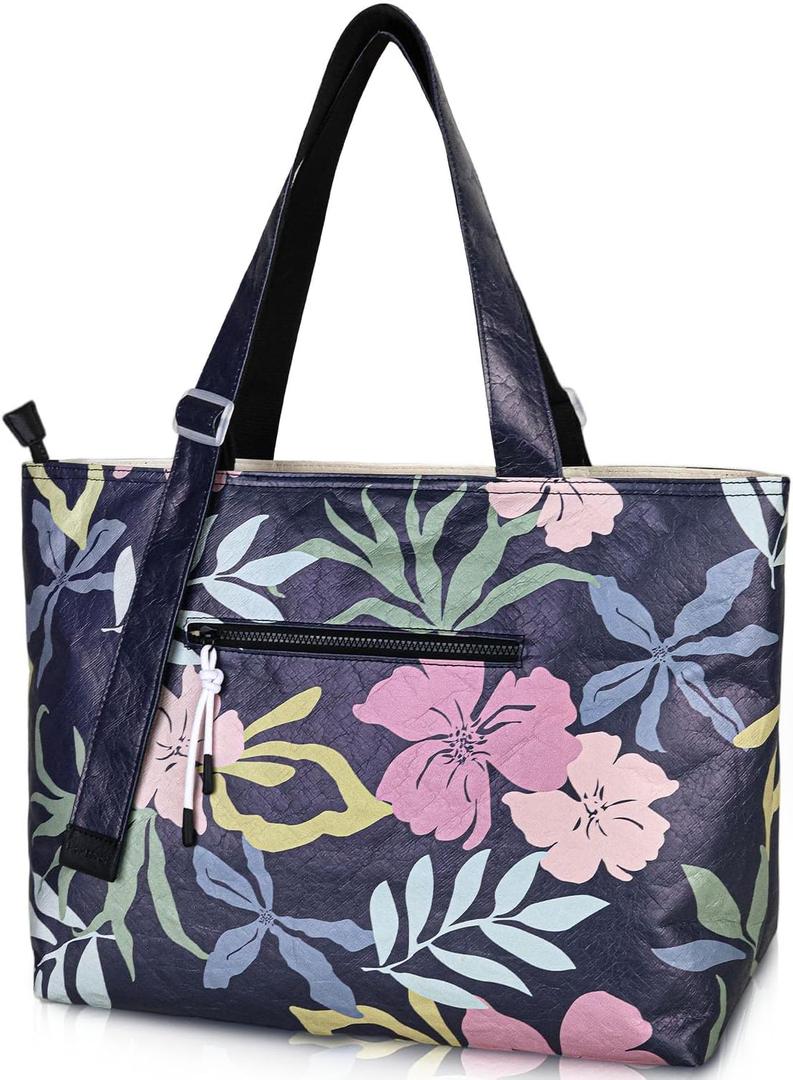 HOMESPON Large Waterproof Beach Bag for Women Pool Bags with Wet Compartment Lightweight Tote for Work Travel Weekends