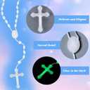 Beeveer 50 Pcs Glow in the Dark Rosary Beads Catholic Luminous Cross Rosary Necklaces Religious Plastic Crucifix Chains Pearlized Catholic Prayer Bead