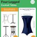 Cocktail High Top Table Covers - 32x43 Inch Fitted Spandex Round Cocktail Tablecloth for Bar Height Standing Table Cloths Reusable, for Party Wedding Banquet Event Decorations, Shiny Navy, 8 Pack