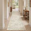 Soalmost Runner Rug 2'x8' Washable Non-Slip Runner Rugs for Kitchen Bathroom Laundry Room Beige Vintage Floor Carpet Runners for Hallway Entryway