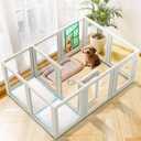 FXW AuraSpace Acrylic Indoor Unleashed Dog Playpen for Puppies and Small Dogs, 24 Inch, 12 Panels, White