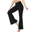 Leggings with Pockets-Crossover High Waisted Bootcut Yoga Pants-Tummy Control Bell Bottom Leggings L