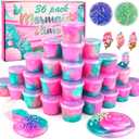 36 Pack Mermaid Slime Kit, Soft & Non-Sticky Galaxy Slime Pack, Party Favors Stress Relief Toys for Kids, Classroom Rewards, Birthday Easter Gifts for Space Lovers