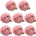 Geosar 8 Bundles Artificial Peonies Flowers Fake Silk Peony Bouquet Faux Peonies Flowers Bulk for Decoration Vase Floral Arrangements Wedding Party Table (Pink)