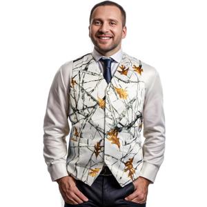 Vest For Men Camo Vest For Wedding Grooms Men's Hunting Sleeveless Camouflage Vest (White, XL)