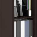 Furinno Cubicle Book Shelf, 4-Cube Vertical Thick Frame Bookshelf, Horizontally Reversible Bookcase with Open Back, 14.6" x 15.9" x 58", for Living Room, Bedroom, Home Office, Black Dark Oak