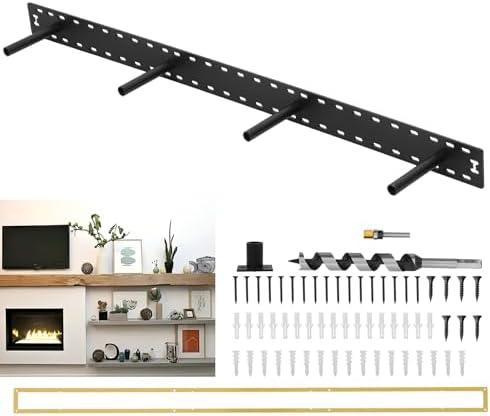 Souyou Upgrade 46"x6" Large Floating Shelf Brackets for Wall, Floating Shelf Hardware Hidden, Thickened Solid Steel Floating Shelves Brackets with Jig (46" x 6" x 3" with Tools)