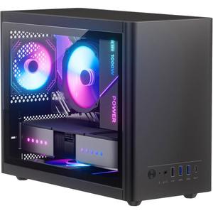 Micro ATX Case with Fans, 2PCS 90mm RGB Fans Pre-Installed,14.6L 0.8mm Thickness SPCC MATX PC Case Mini ITX PC Case with Type C USB3.0, Supports 135mm CPU Cooler, 310mm GPU and Standard ATX PSU Black