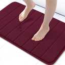 Buganda Memory Foam Bath Mat, 24" x 16", Ultra Soft and Non-Slip Bathroom Rugs, Water Absorbent and Machine Washable Bath Rug for Bathroom, Shower, and Tub, Burgundy