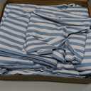 Amazon Basics Lightweight Super Soft Easy Care Microfiber 4 Piece Bed Sheet Set With 14-inch Deep Pockets - Queen, Dusty Blue Pinstripe,Printed