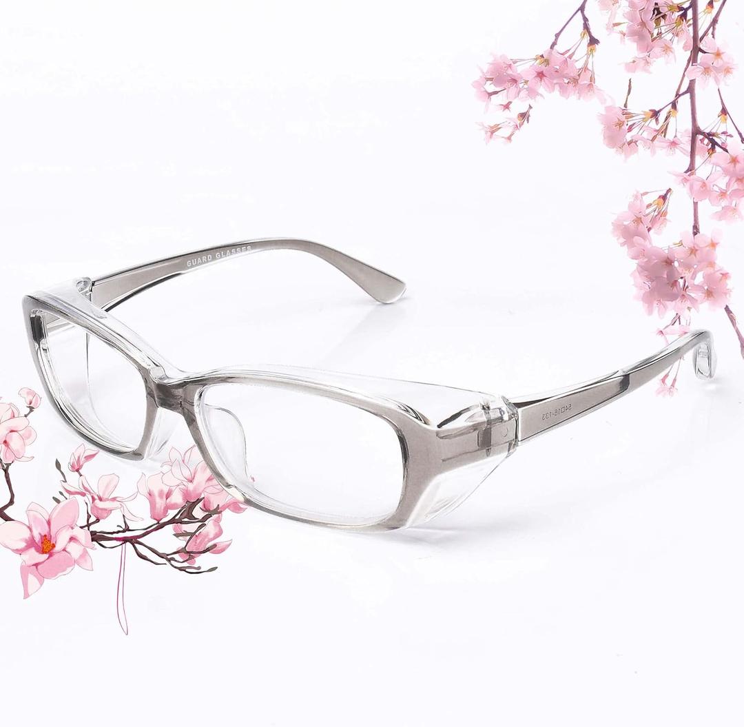 Safety Goggles Glasses Anti-pollen Dust Scratch Protective Eyewear Detachable Lens Myopia Frame (Grey)