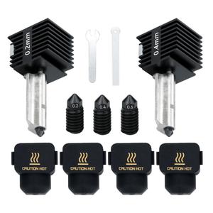 2 Pack A1/A1 Mini Hotend Upgrade Kit - 0.2mm & 0.4mm Hot end Extruder with 0.2/0.4/0.6mm Hardened Steel Nozzles Replacement + 2PCS Silicone Socks for Bambu Lab A1/A1 Mini 3D Printer Accessories
