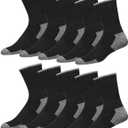 Men's Crew Socks 10-Pack Cushion Reinforced Durable Socks, Pack of 10 Pairs (Large, Black)