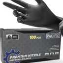 PACIFIC PPE 8 Mil Heavy Duty Black Nitrile Gloves, Chemical Resistant, Food Safe, Latex Free Disposable Gloves for Mechanic, Cooking, and Cleaning, X-Large