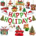 2 x Happy Holidays Decorations - Christmas Party Decorations with Banner for Friendsmas Party