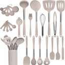 Home Hero Silicone Kitchen Utensils Set - Heat Resistant Non-Scratch Cooking Utensils - Ergonomic Silicone Spatula Set - Dishwasher Safe Kitchen Tools - 26 Piece, Stone