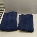 H.VERSAILTEX Bathroom Rug Sets 2 Piece Bath Mats Non Slip Thick Soft Chenille Striped Bath Rug achine Washable Shower Floor Rugs for Tub, Shower and Floor (Blue Indigo, 47"x17" Plus 20"x20" U)