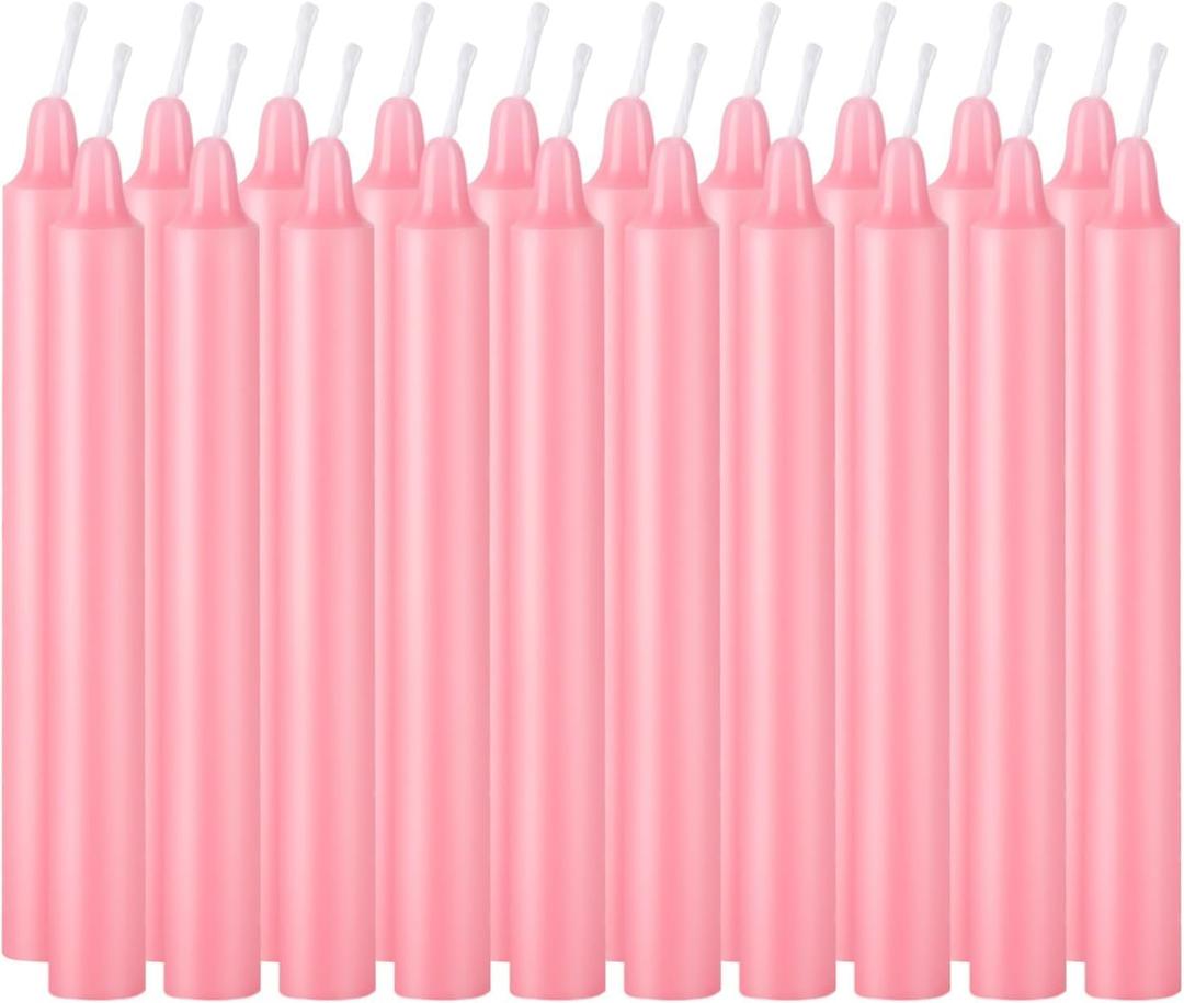 Set of 20, 4 Inch Tall Unscented Rituals Candles for Altar Meditation Supplies RitualsTaper Candle (Pink, Set of 20)