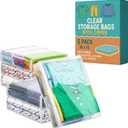 Houseables Sweater Bags Moth Proof, Clothing Storage Bags, with Zipper, Sweater Storage, Clear Zippered Organizers, Clothes, Blanket, Linen, Bedding, Quilt, Vinyl Plastic Protectors, 18x15x4, 5 Pack.