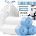 Small Trash Bags 4 Gallon - Drawstring 4 Gallon Trash Bag, Tear-Free 4 Gal Small Garbage Bags, Separated Unscented White Small Trash Bags Bathroom Trash Bags, 57 Count