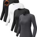 Women's Long Sleeve Compression Shirts, Dry Fit Workout Athletic Sun Protection Cooling Tops for Yoga Running Gym 2 4 Pack (S)