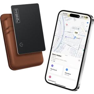 Ultra Slim Air Card Tag: 2025 MFi Certified Wallet Smart Tracker Card - Compatible with Apple Find My Wallets Finder Tracking Cards Tags, Keep Track Item Locator of Luggage, Passport, Purse, Backpack (1 Pack Black)