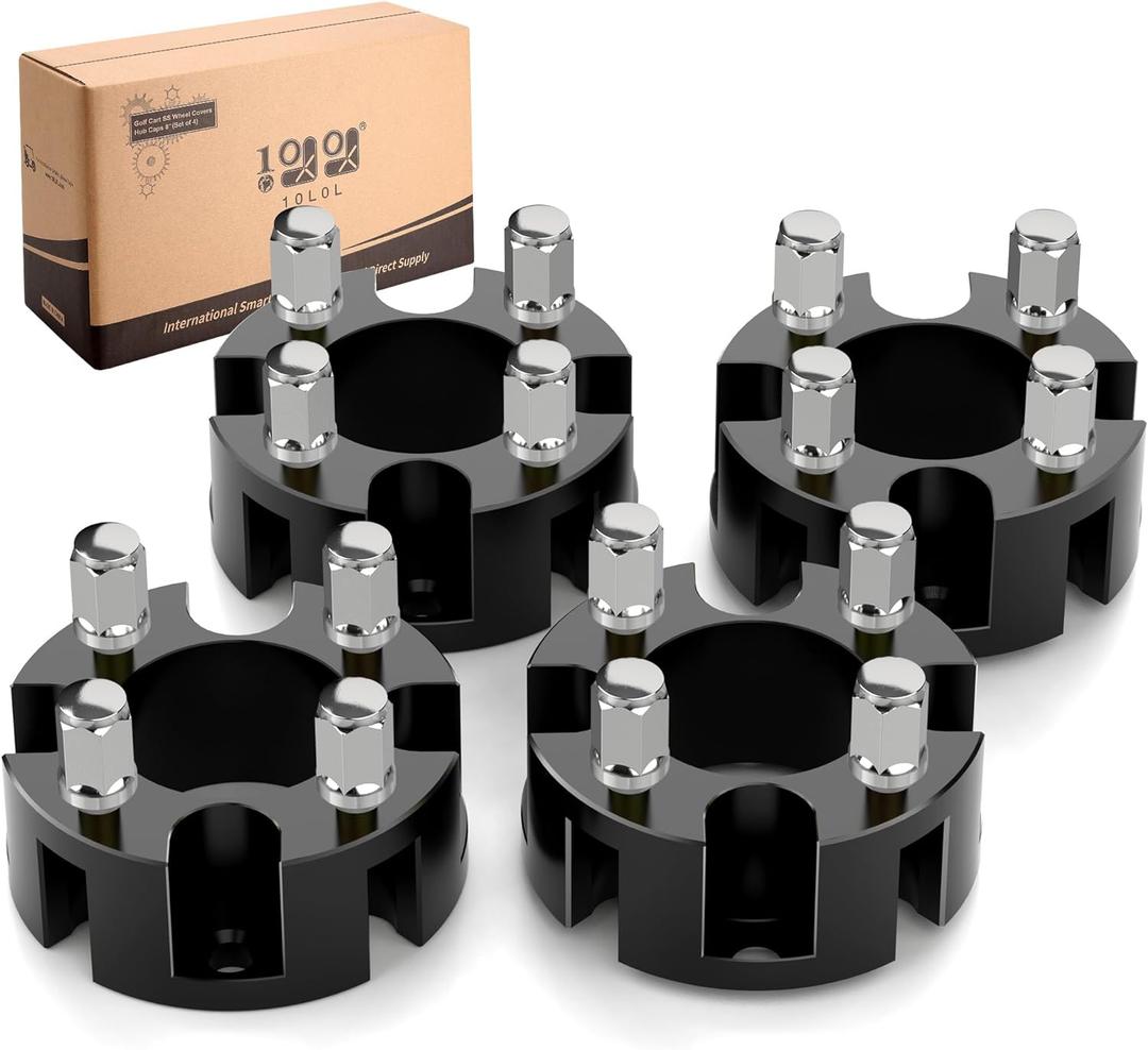2 inch Golf Cart Wheel Spacers Kit with Lug Nuts Fits for Yamaha Club Car EZGO, 4x4 Bolt Pattern, 68mm Hub Bore, 1/2-20 Studs (4 Pack) (black)