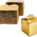 Sparkle and Bash 100 Pack Gold Foil Party Favor Gift Boxes, Candy Boxes for Mother's Day, Easter, Anniversary, Christmas, Graduation, Engagement Celebrations (2.5 x 2.5 x 2.5 Inches)