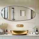 Mirrorons Irregular Wall Mirror 63×24, Black Asymmetrical Bathroom Mirror, Oval Aesthetic Mirror, Full Length Mirror, Shatterproof Black Bathroom Mirrors